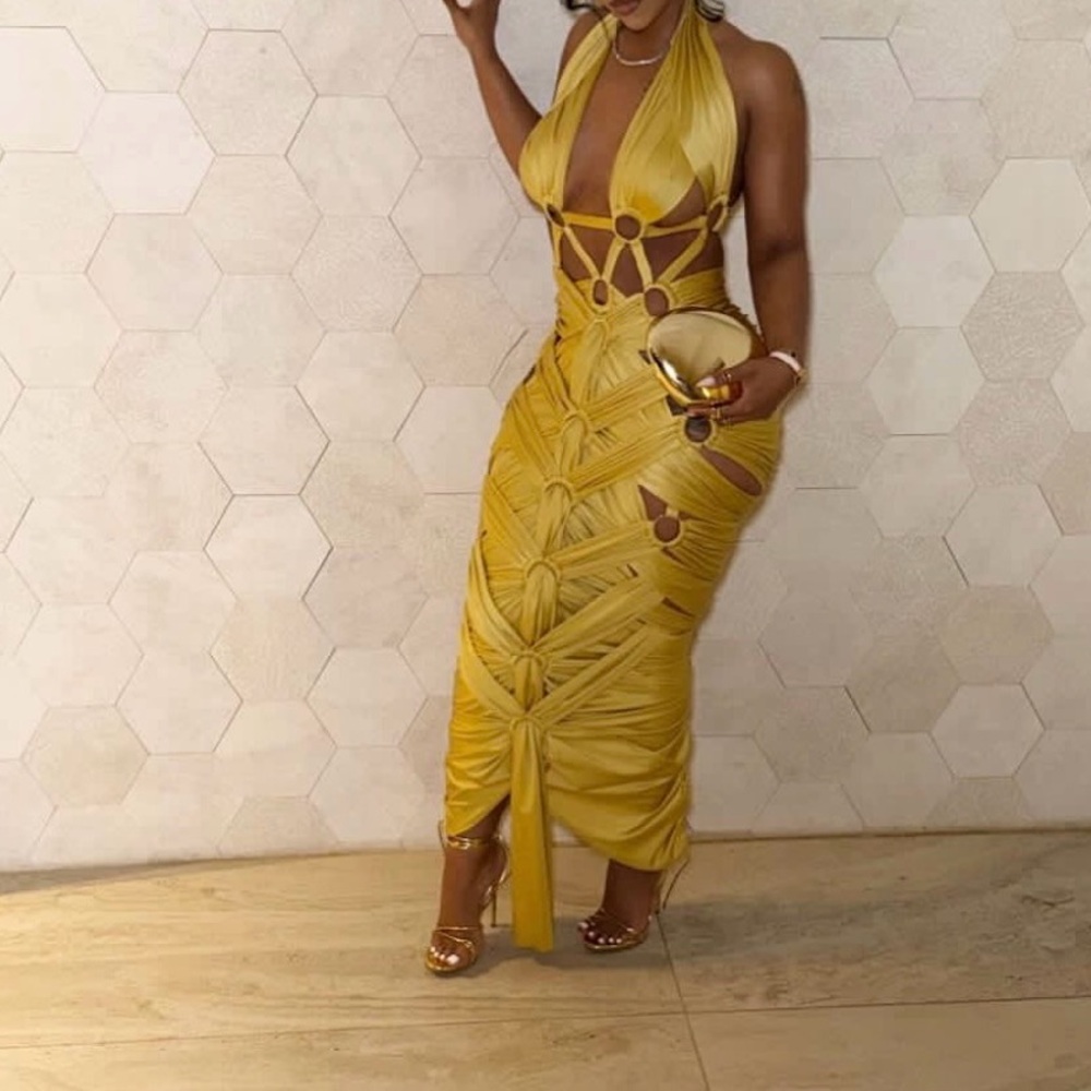 Larrianna custom Yellow Halter Dress